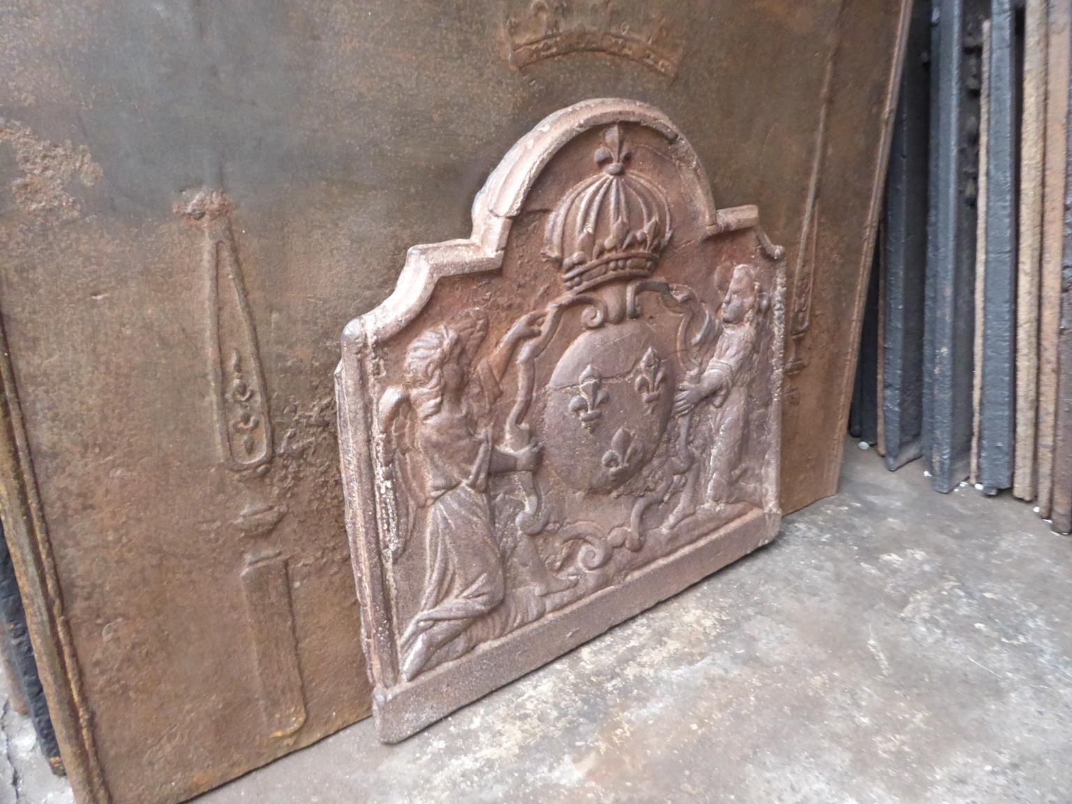 Antique French Fireback / Backsplash With Arms Of France, 17th 18th Century photo buy