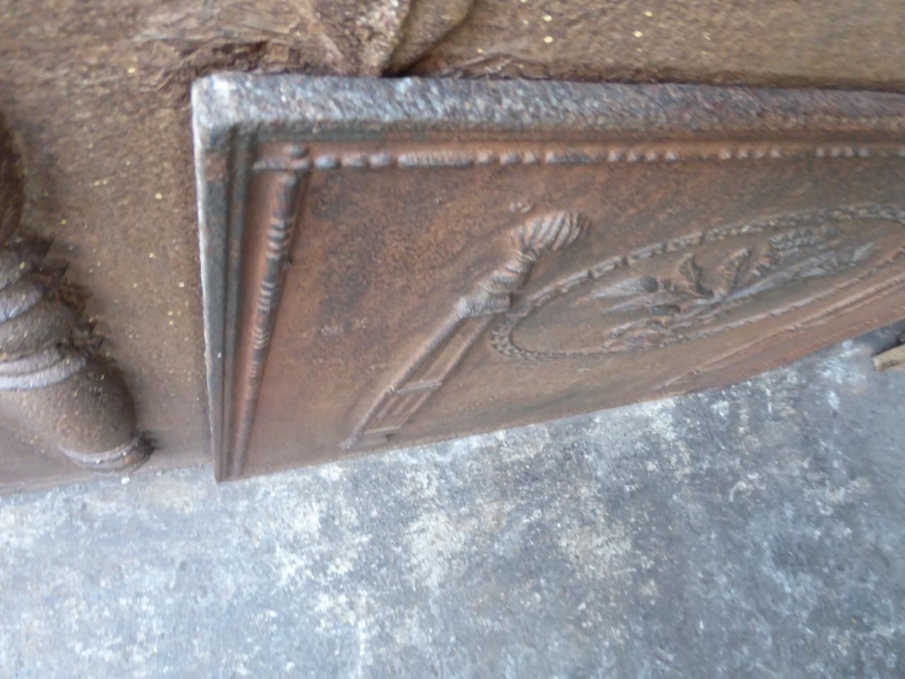 19th Century Neoclassical 'Pillars With Decoration' Fireback / Backsplash photo vintage