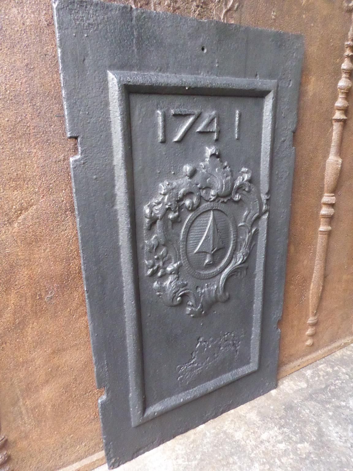 French Louis XIV 'Coat Of Arms' Fireback / Backsplash, Dated 1741 photo buy