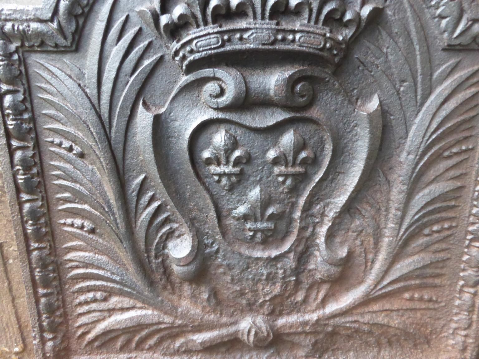 Antique French Louis XV Arms Of France Fireback / Backsplash, 18th Century photo 746.0