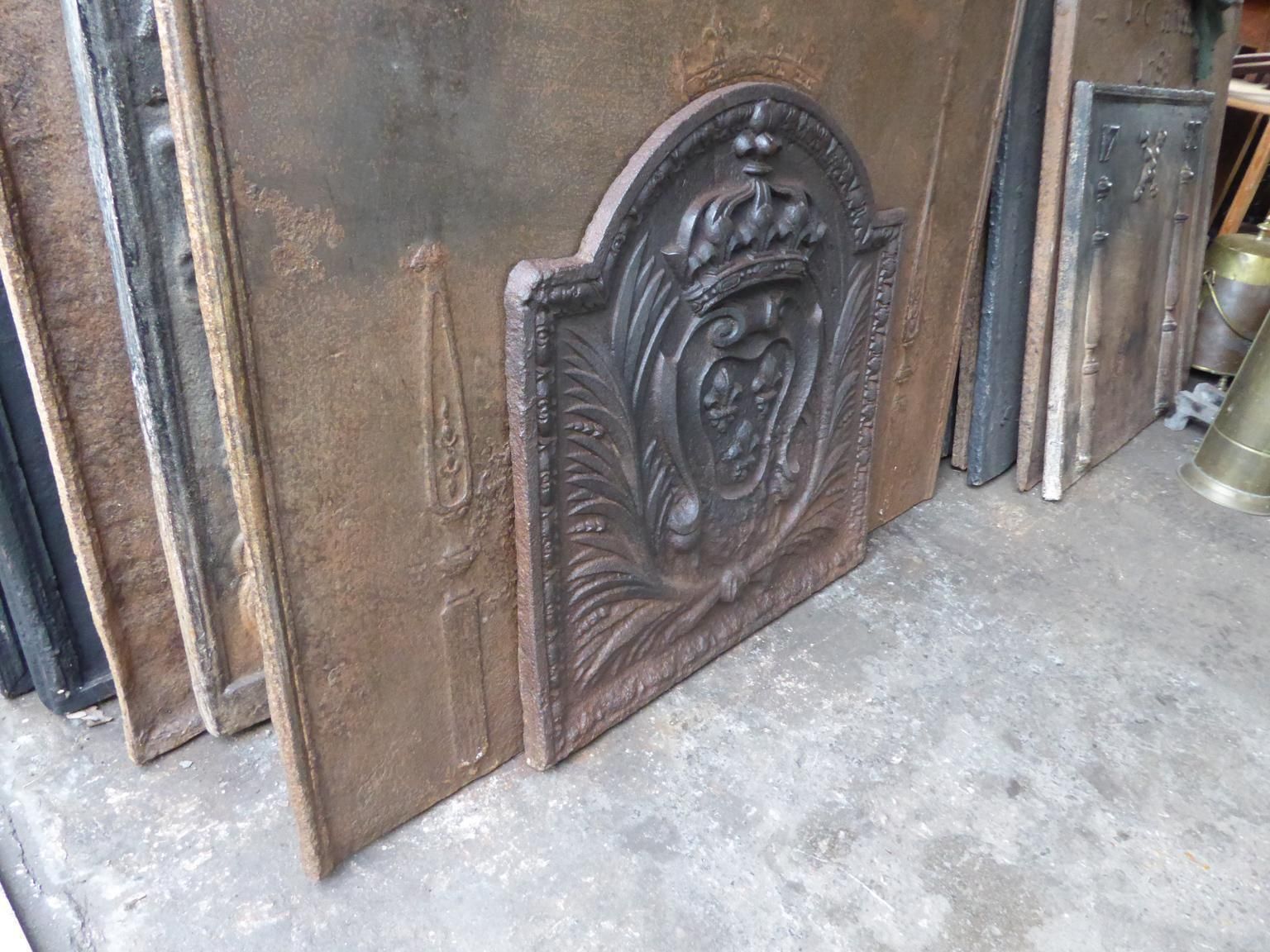 Antique French Louis XV Arms Of France Fireback / Backsplash, 18th Century photo vintage