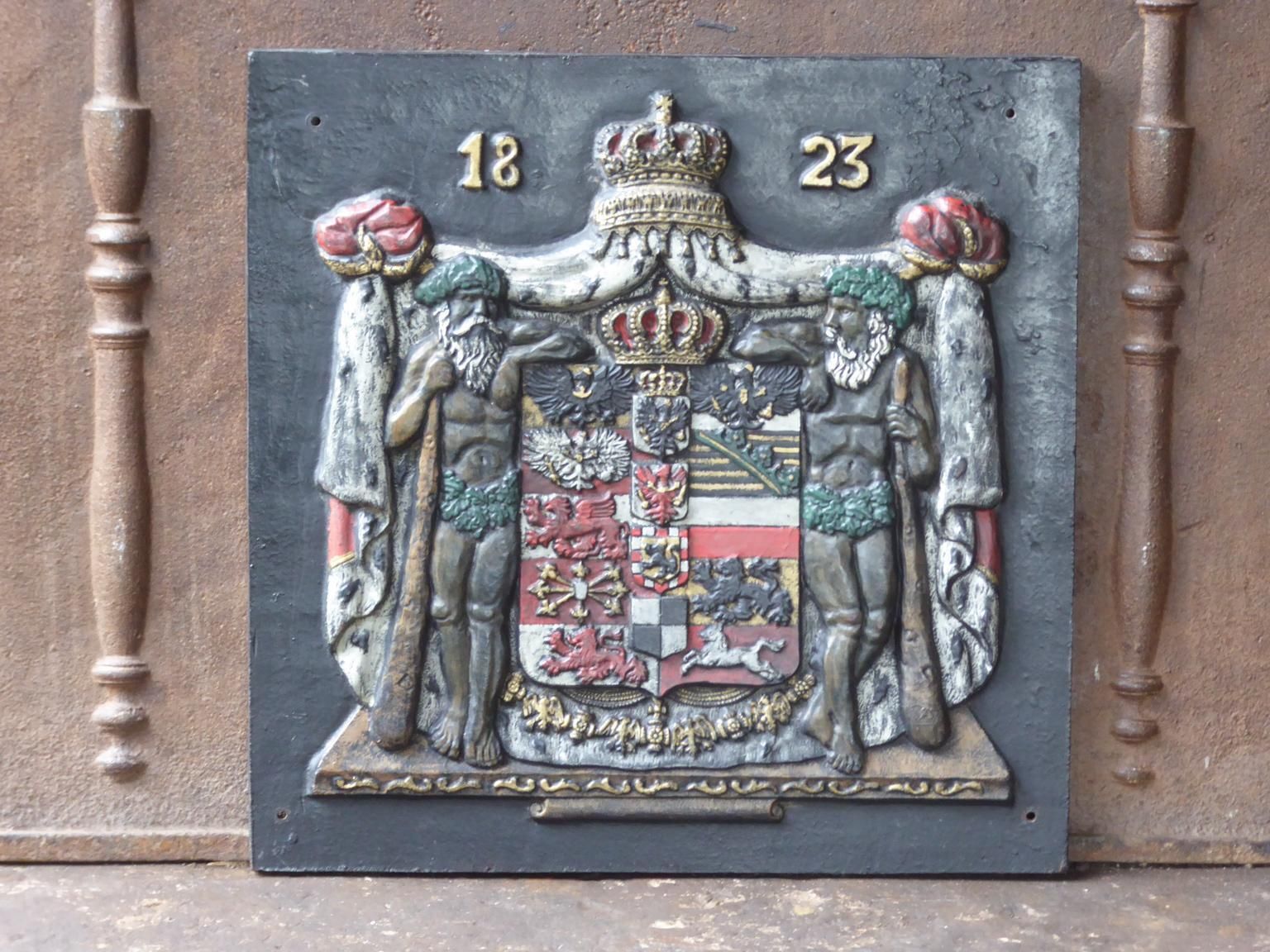German Neoclassical Style Coat Of Arms Fireback / Backsplash photo for sale