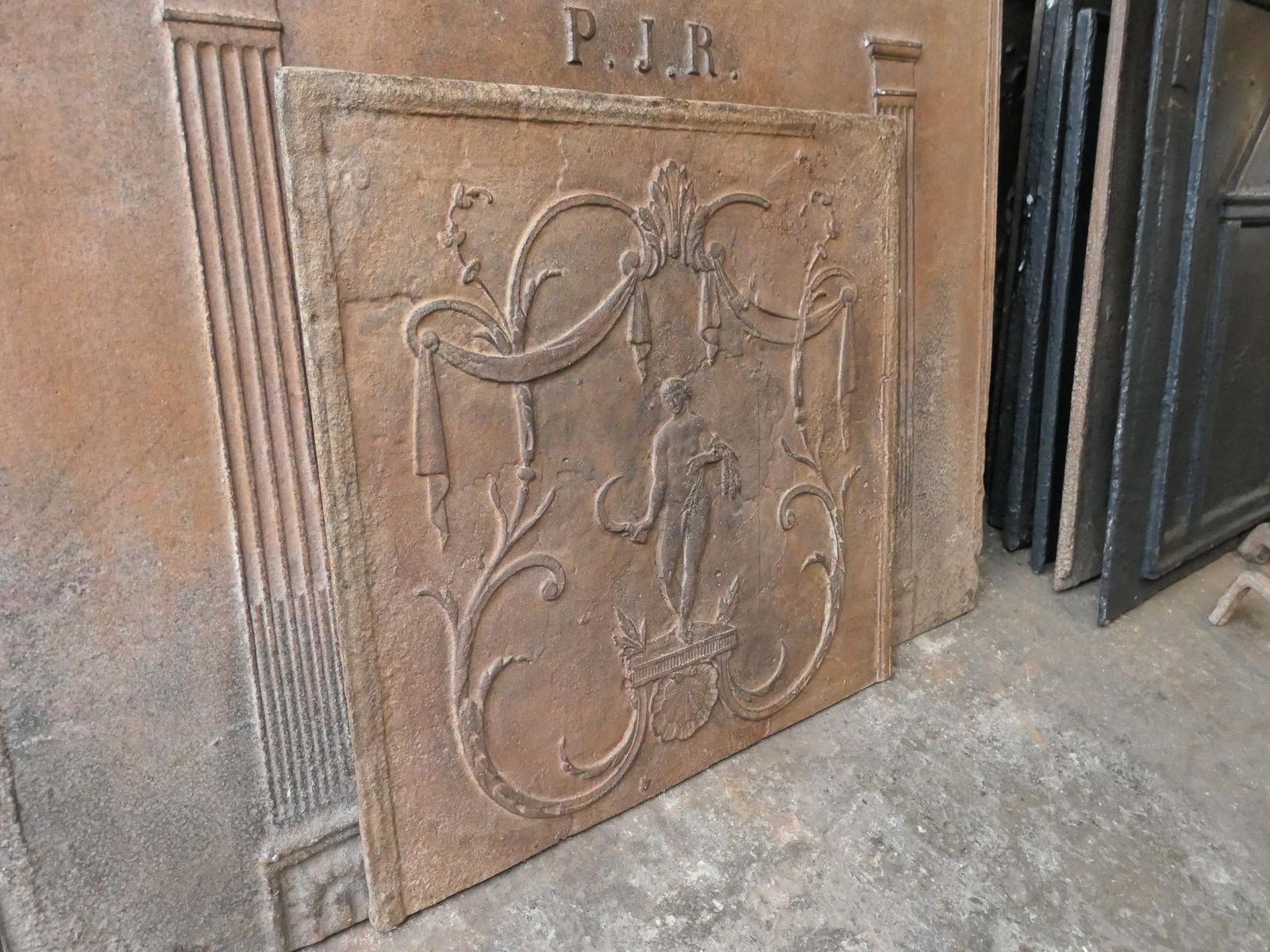 678.0 Antique French Neoclassical 'Ceres' Fireback / Backsplash, Early 19th Century photo