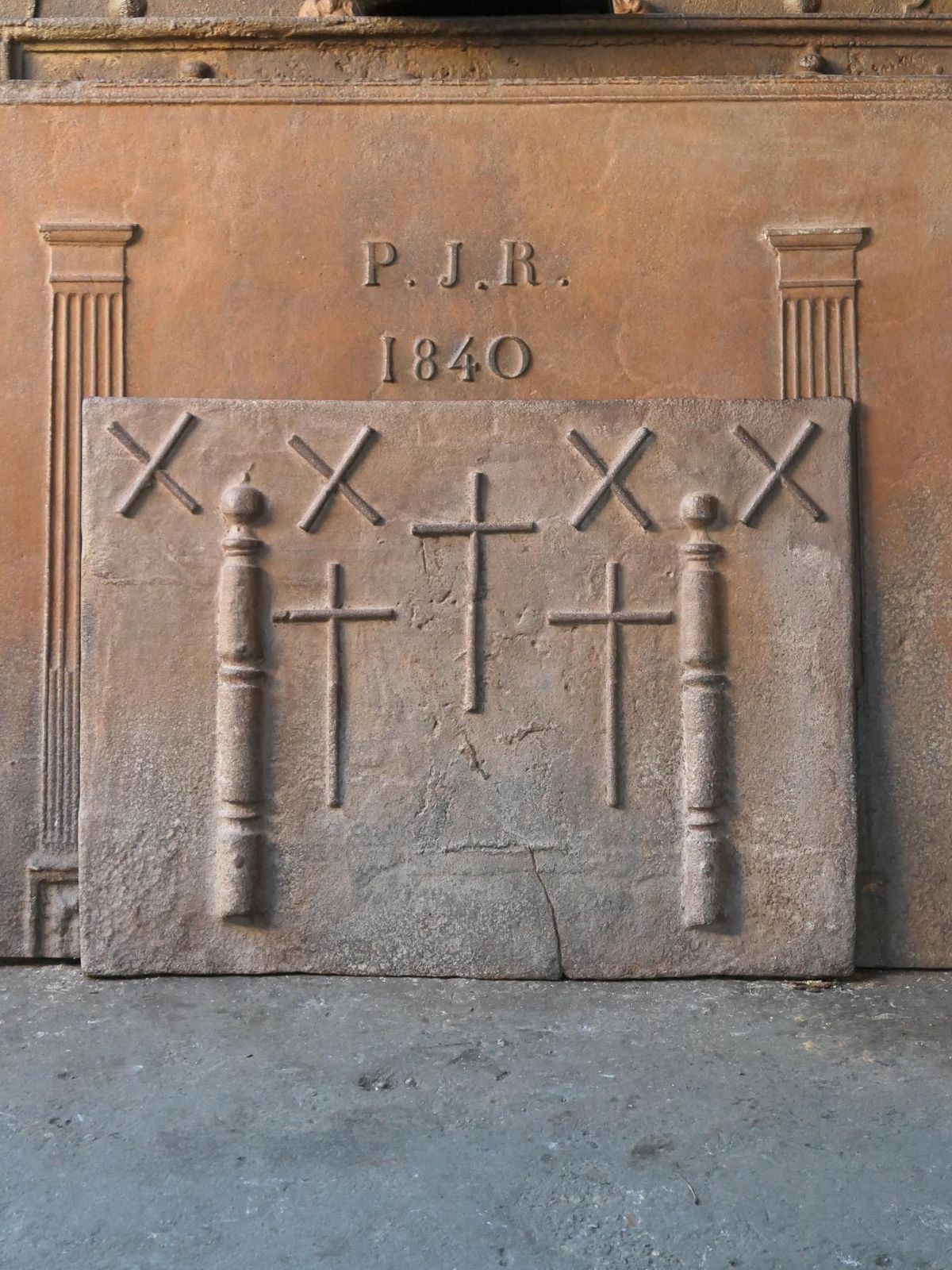 17th 18th C. French Louis XIV 'Saint Andrew's Cross' Fireback / Backsplash photo furniture
