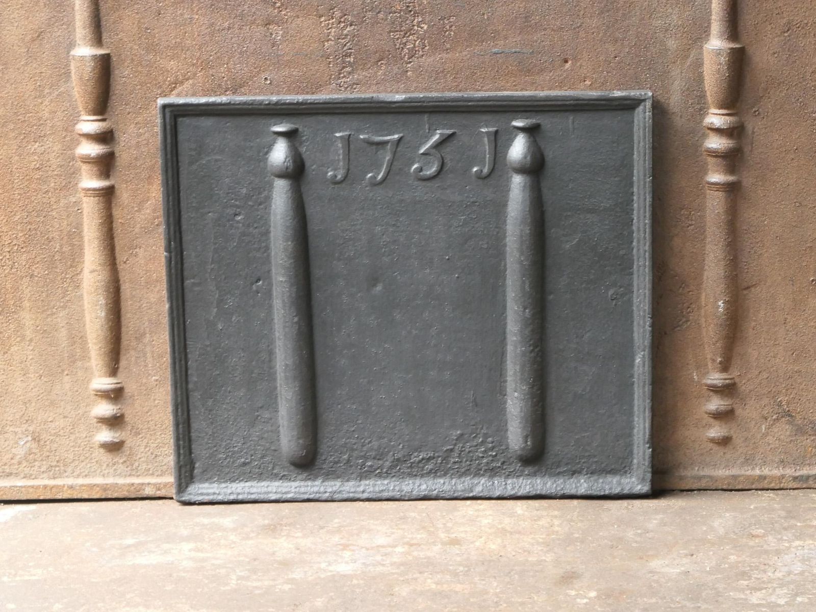 18th Century French Fireback / Backsplash With Pillars Of Hercules, Dated 1751 photo 746.0