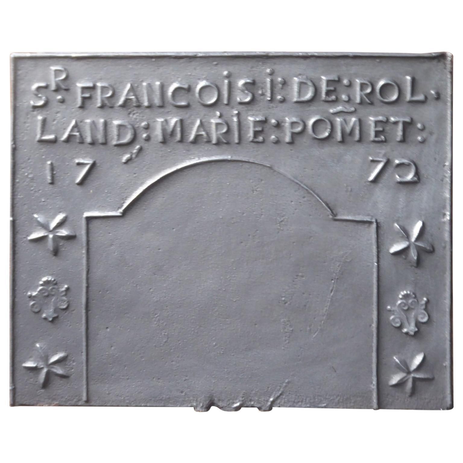 Antique French 'Marriage' Fireback / Backsplash