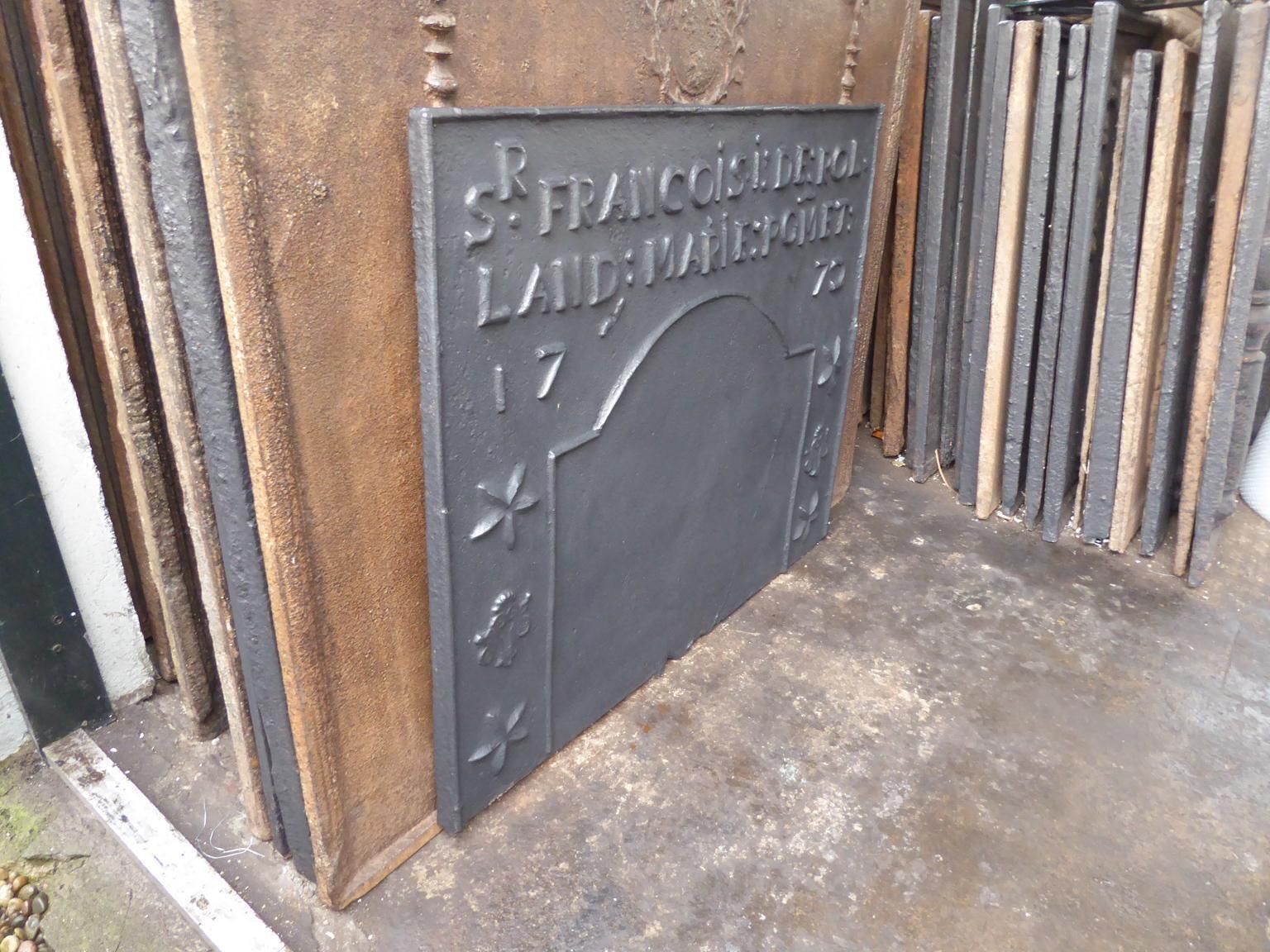 Antique French 'Marriage' Fireback / Backsplash photo vintage