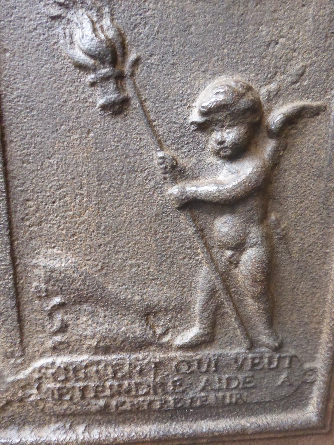 18th Century French 'Allegory Of Love' Fireback / Backsplash photo vintage