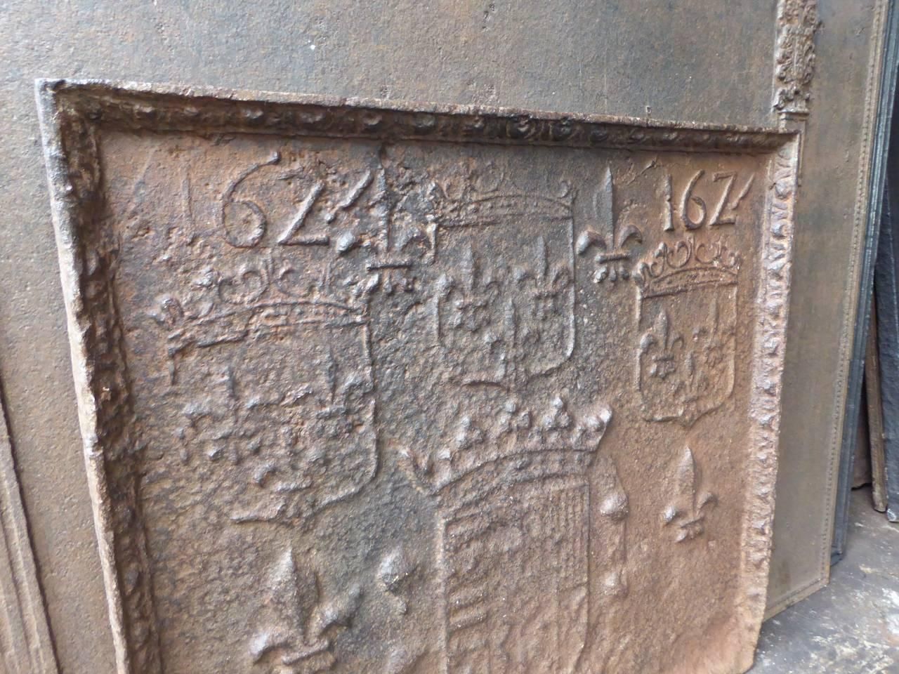 17th Century French 'Arms Of France' Fireback / Backsplash photo vintage