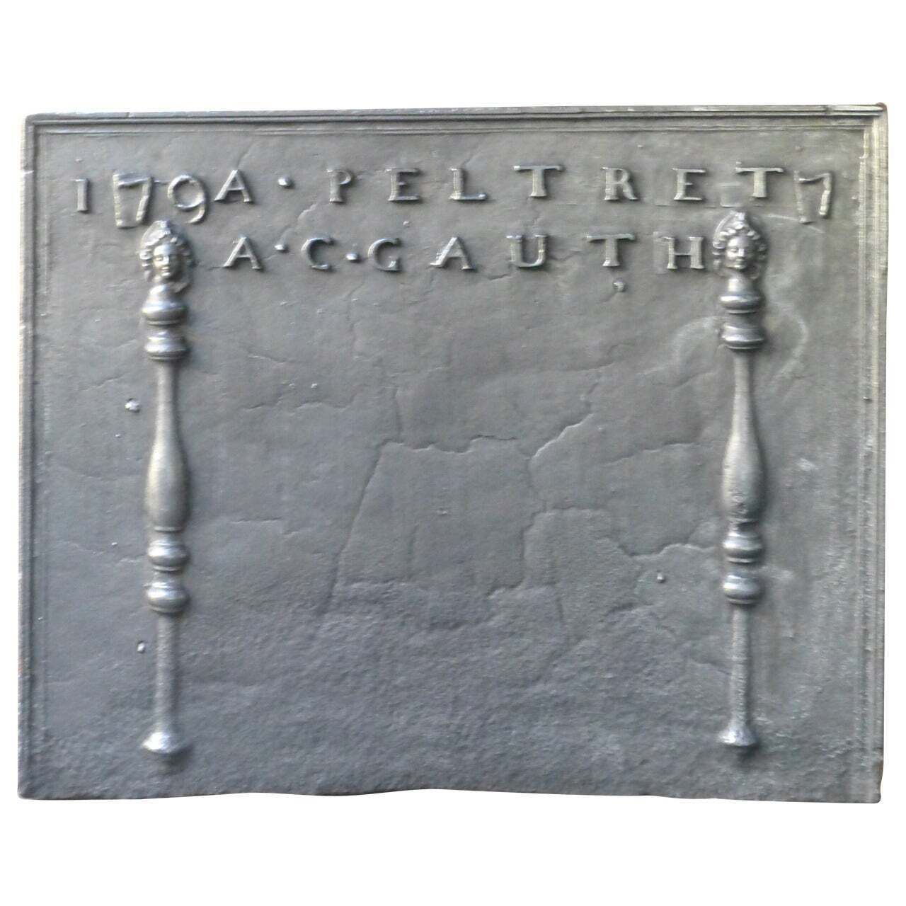 Antique French 'Marriage' Fireback / Backsplash, Dated 1797