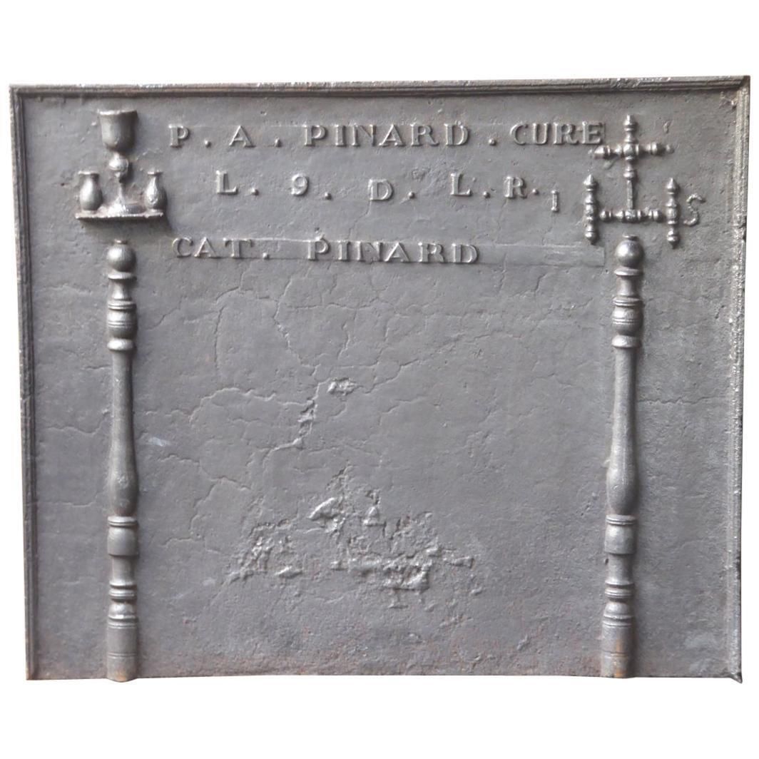 18th Century French 'Pillars With Ihs Monogram' Fireback / Backsplash