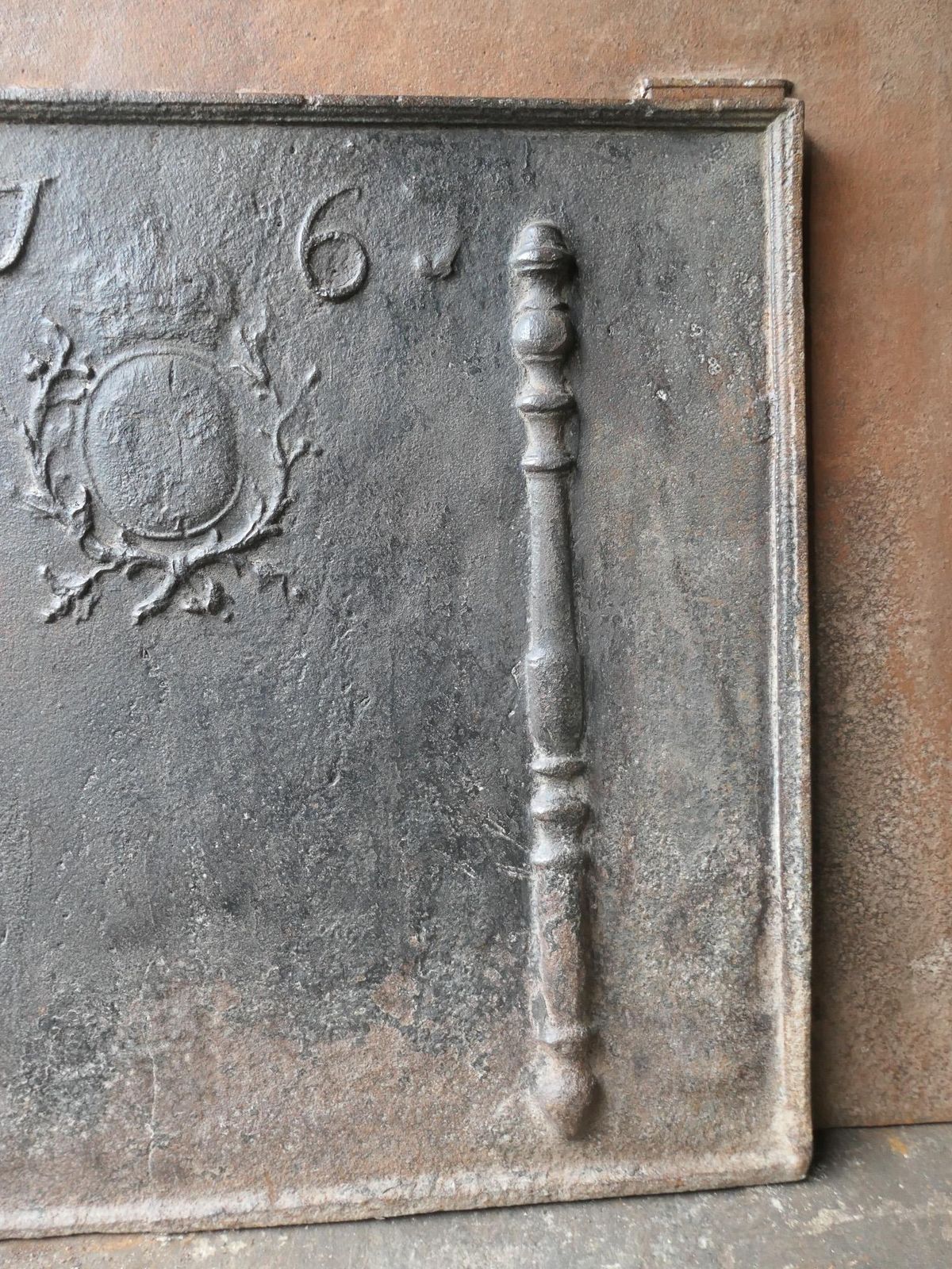 French Louis XV 'Arms Of France' Fireback / Backsplash, 18th Century photo vintage