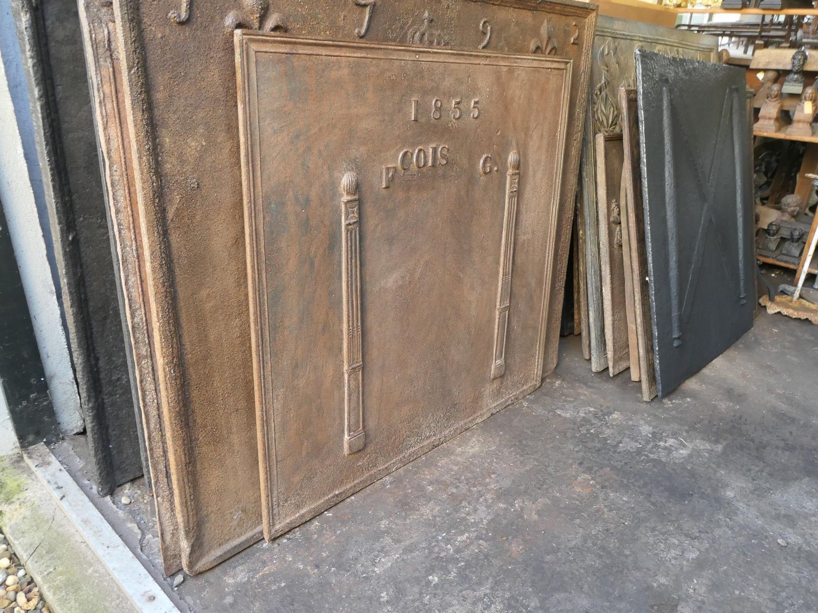 Antique French Neoclassical 'Pillars Of Freedom' Fireback / Backsplash photo buy