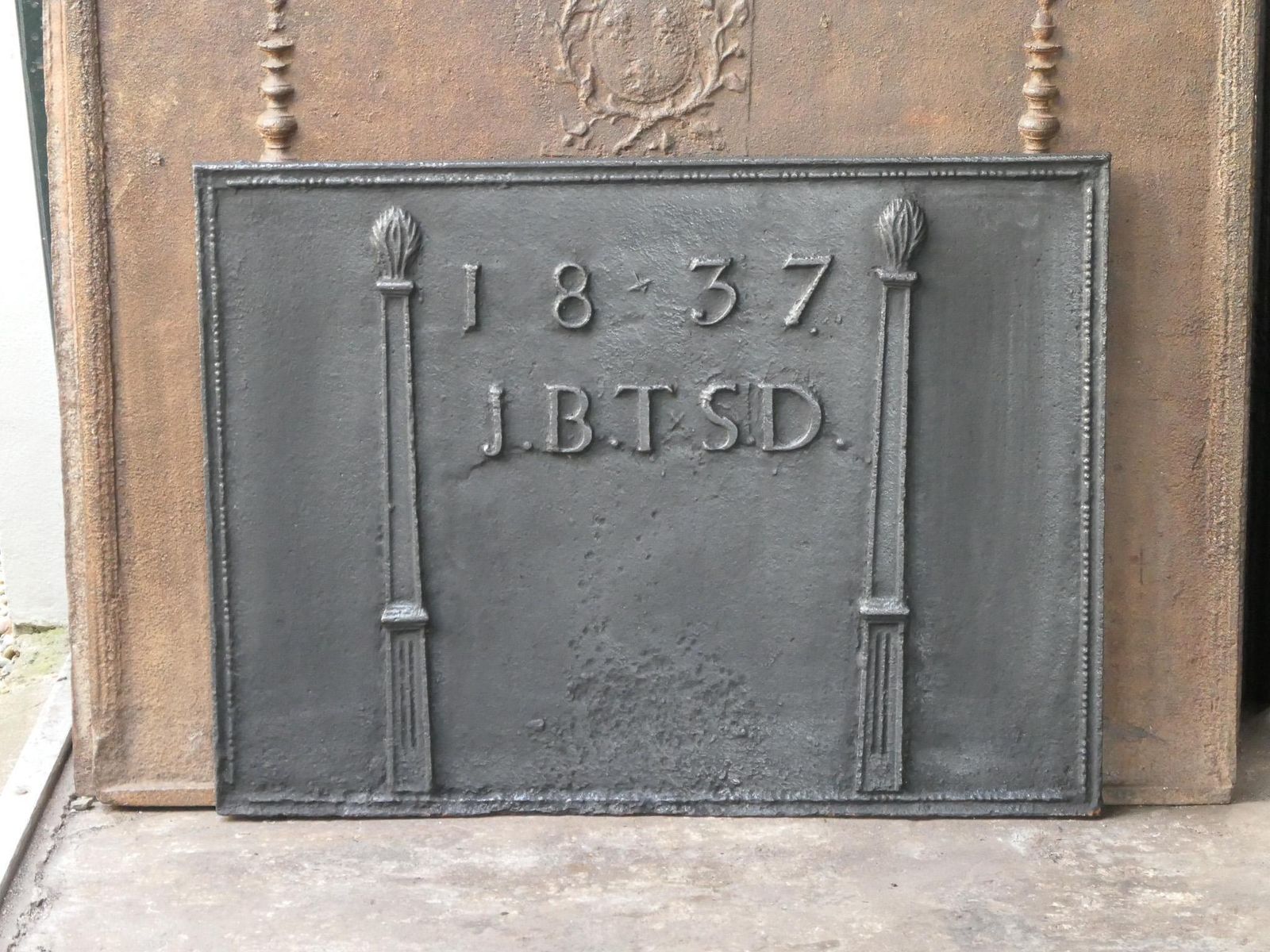 Antique French Napoleon III 'Pillars Of Freedom' Fireback / Backsplash photo Home Fixtures