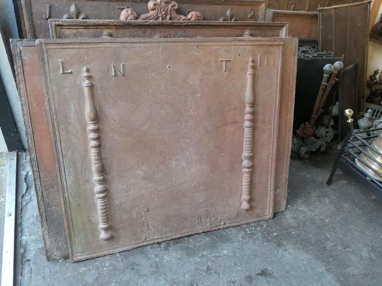 Antique French Fireback / Backsplash With Pillars Of Hercules, 18th Century photo buy