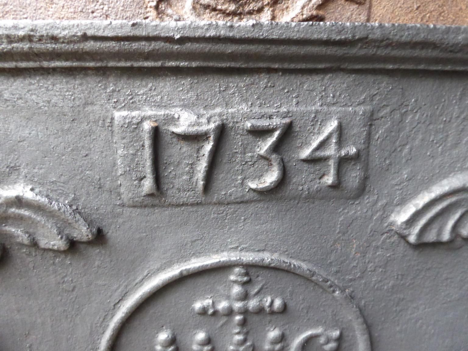 18th Century French Fireback / Backsplash Pillars With Medieval Ihs Monogram photo Home Fixtures