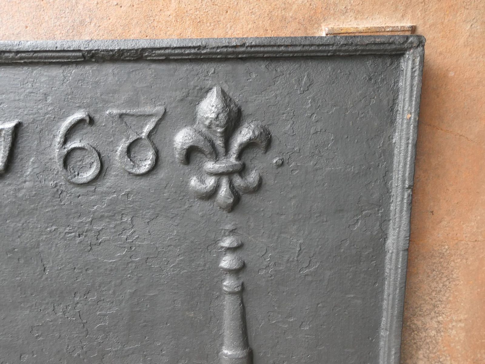 Home Fixtures 18th C. French Louis XV Fireback / Backsplash With Pillars And Fleurs De Lys photo