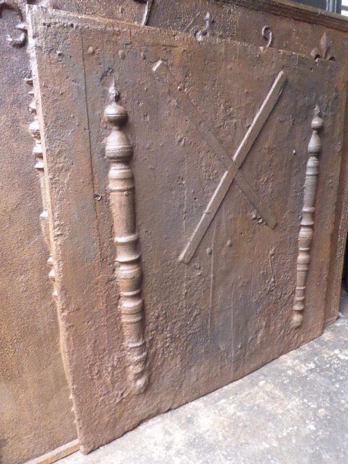 18th Century French Pillars With Saint Andrew's Cross Fireback / Backsplash photo 1019.0