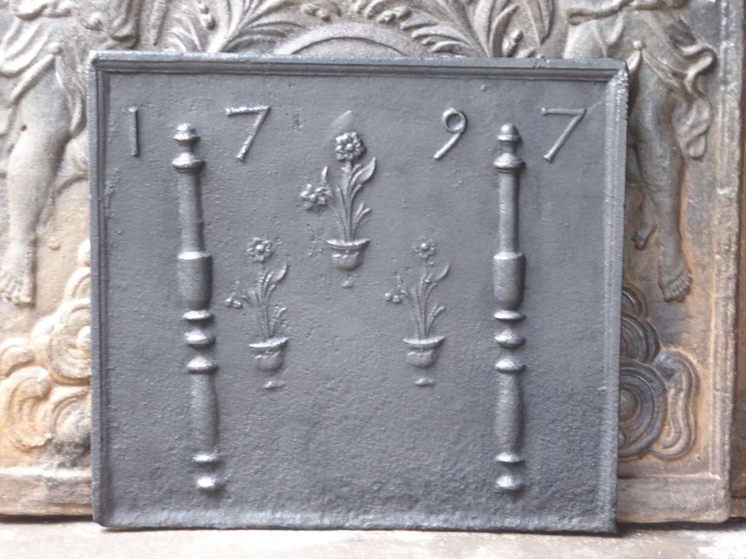 18th Century French Fireback / Backsplash 'Pillars With Flower Vases' photo furniture