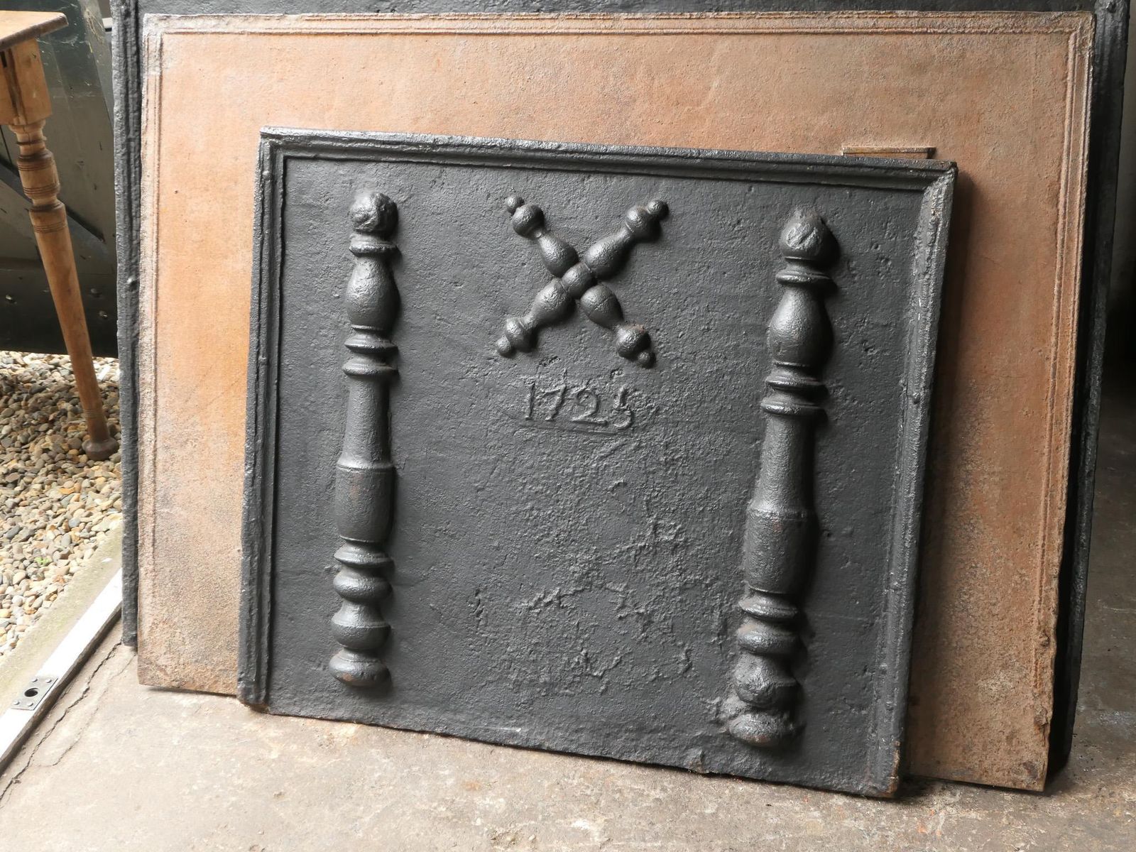 Antique Louis XIV 'Pillars With Saint Andrew's Cross' Fireback / Backsplash photo buy
