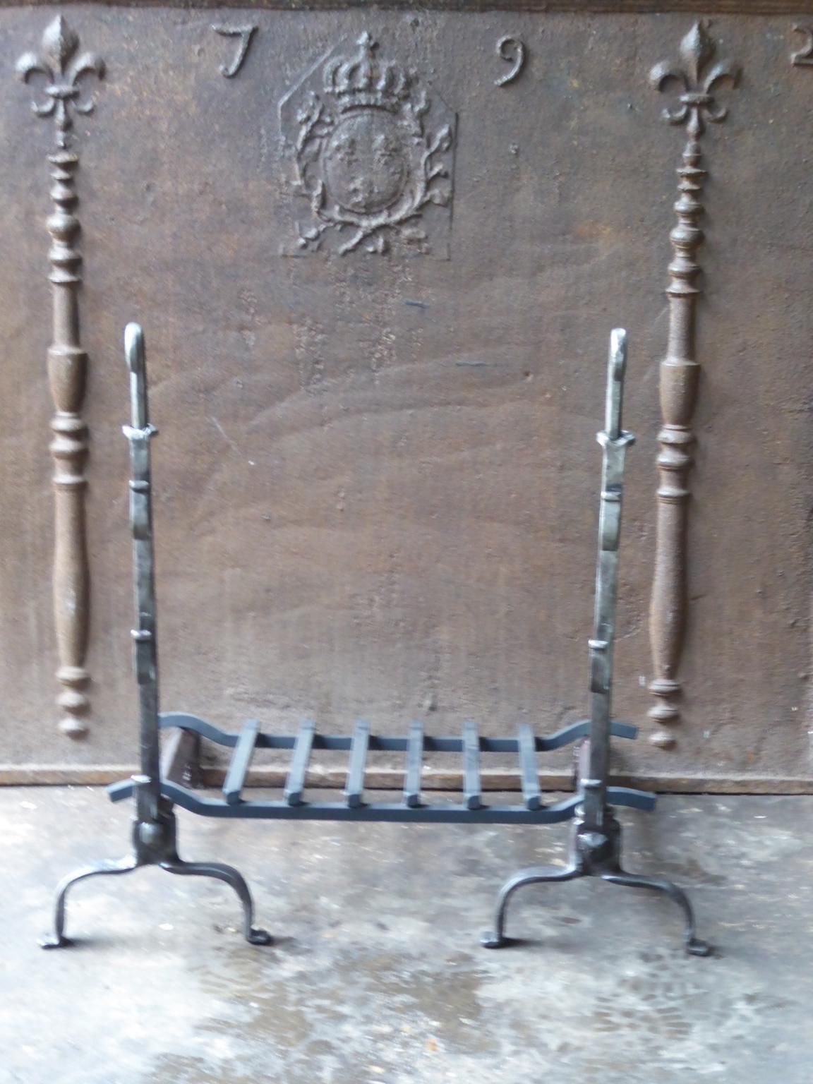 Large French Louis XIII Period Fireplace Grate Or Fire Basket, 17th Century photo furniture