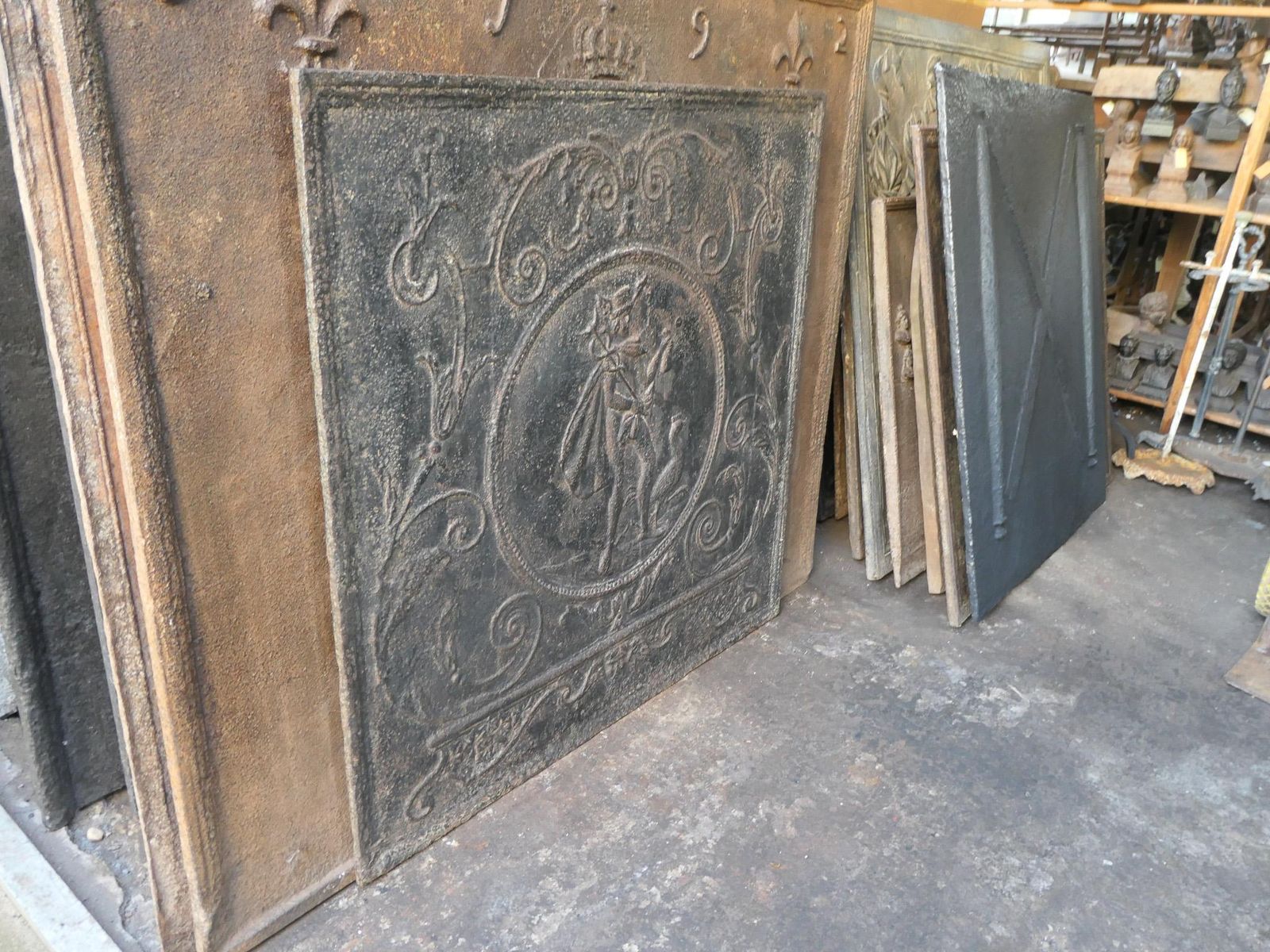 1088.0 Antique French Neoclassical 'Mercury' Fireback, 18th   19th Century photo
