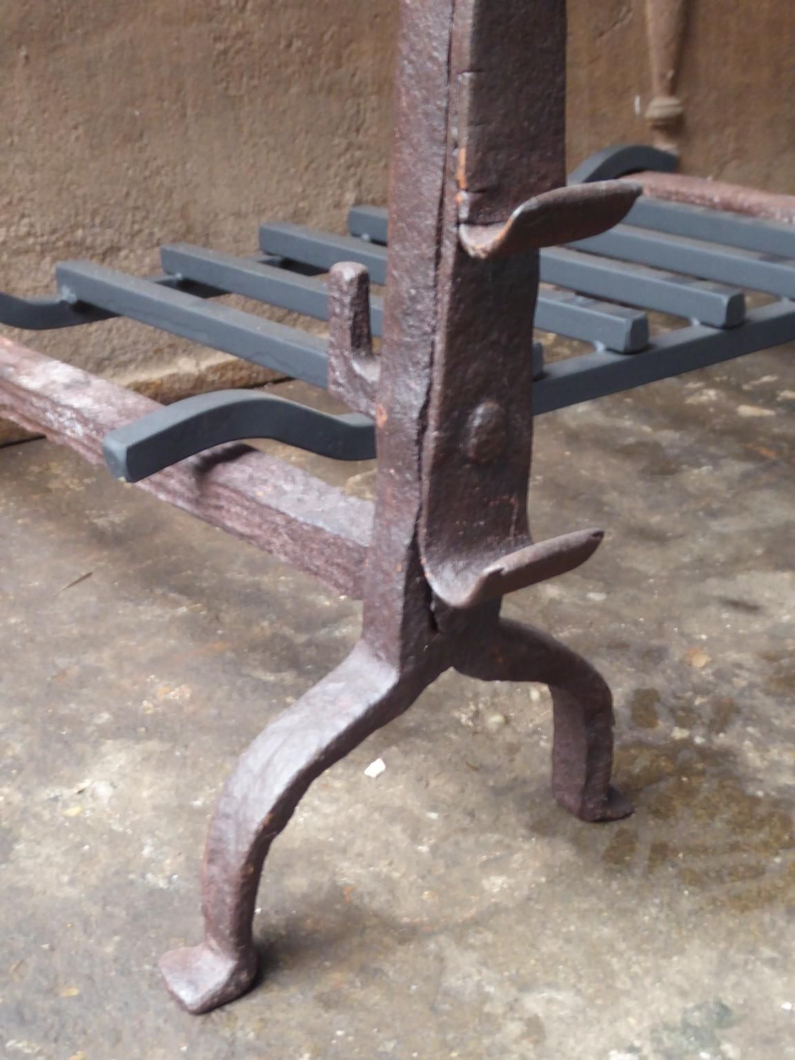Home Fixtures Large French Louis XIII Period Fireplace Grate Or Fire Basket, 17th Century photo