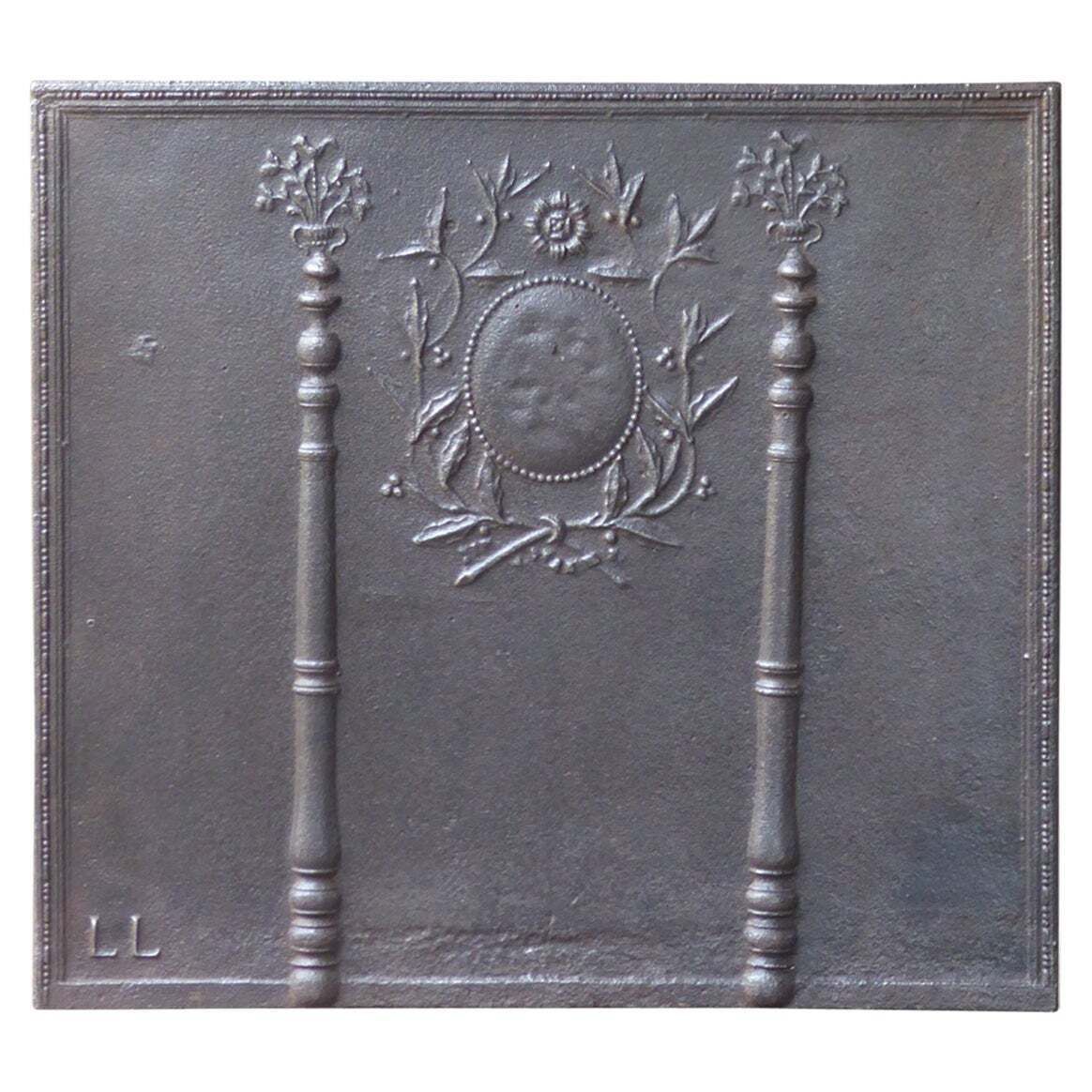 Antique French Neoclassical 'Pillars Of Freedom' Fireback / Backsplash