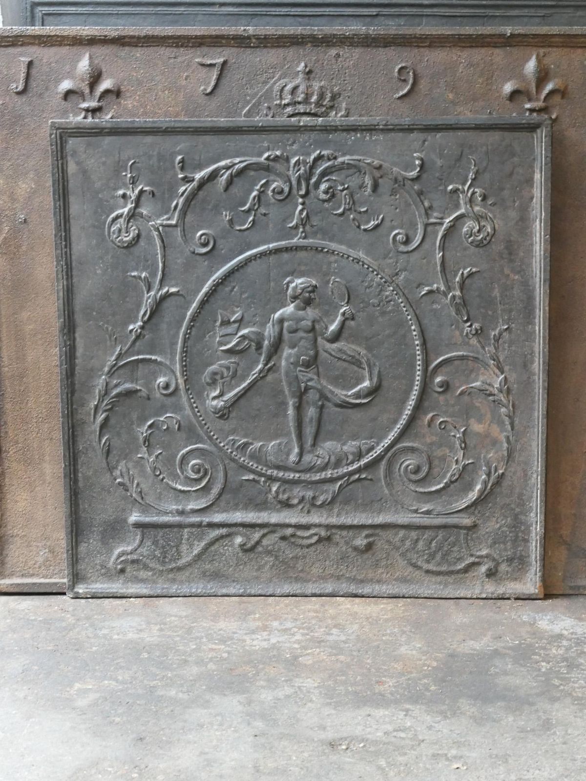 Antique French Fireback / Backsplash With The Goddess Venus, 18th Century photo furniture