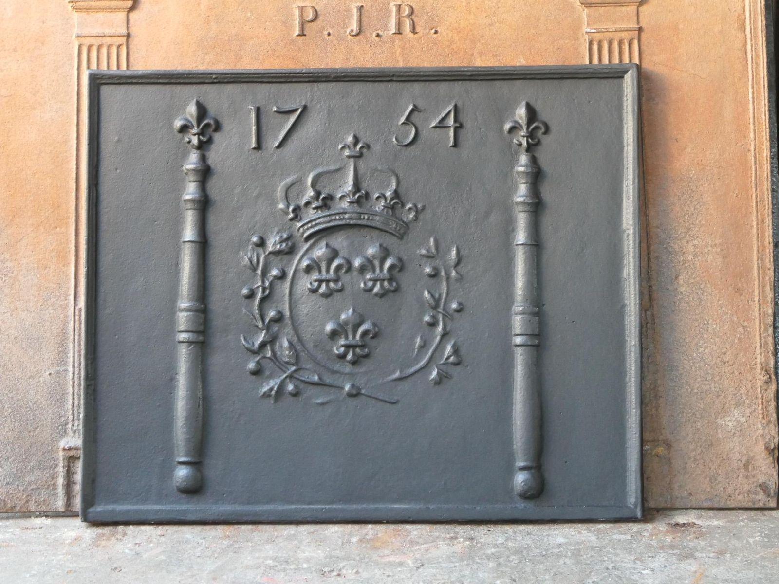 18th Century French Louis XIV 'Arms Of France' Fireback / Backsplash, Dated 1754 photo 1258.0