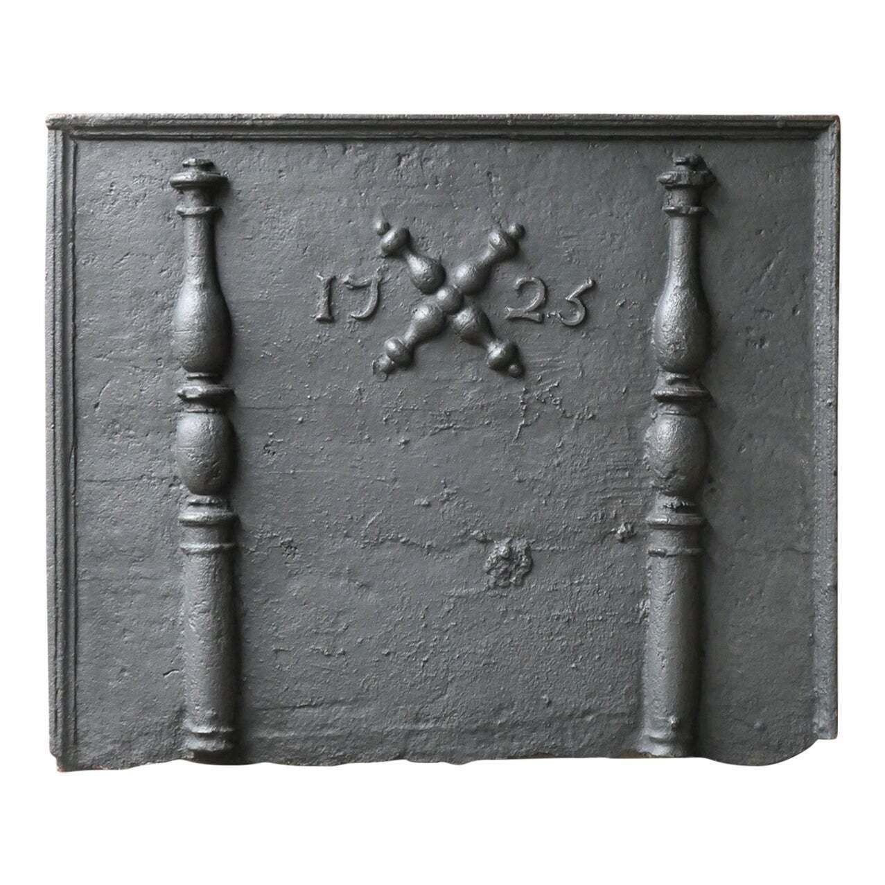 Antique Louis XIV 'Pillars With Saint Andrew's Cross' Fireback / Backsplash