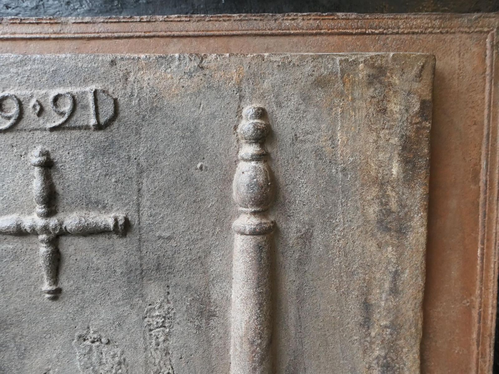 Antique Louis XIV 'Pillars With Saint Andrew's Cross' Fireback / Backsplash photo buy