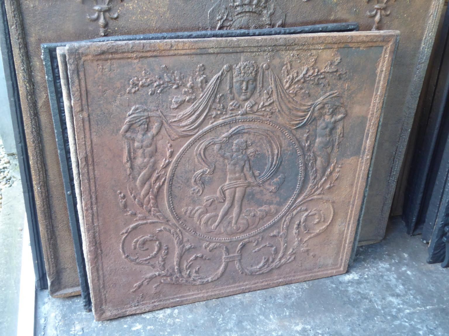 Antique French Fireback / Backsplash With The Goddess Venus, 18th Century photo for sale