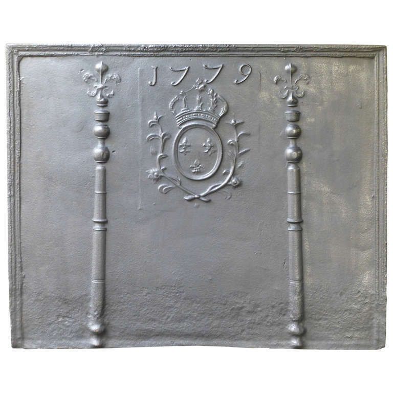Large Fireback / Backsplash With Arms Of France With Pillars, Dated 1779
