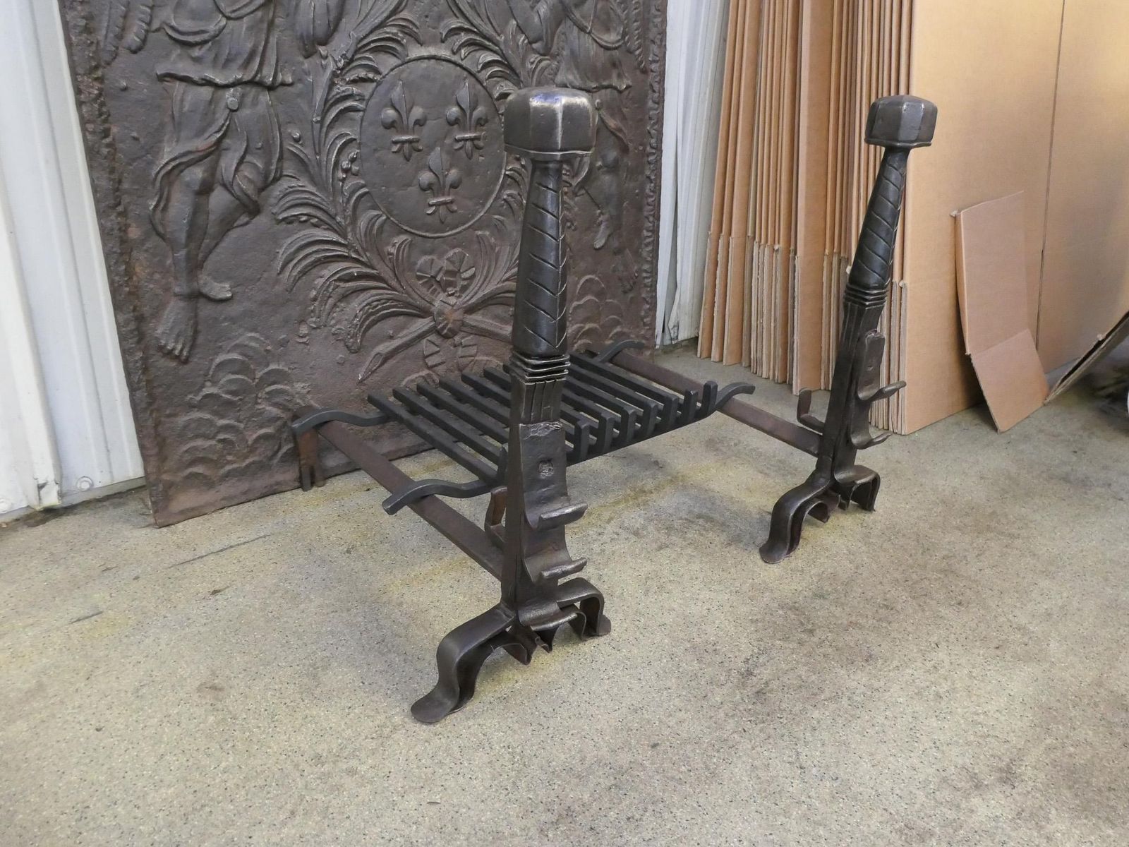 Home Fixtures French Louis XIII Period Fireplace Grate Or Fire Basket, 17th Century photo