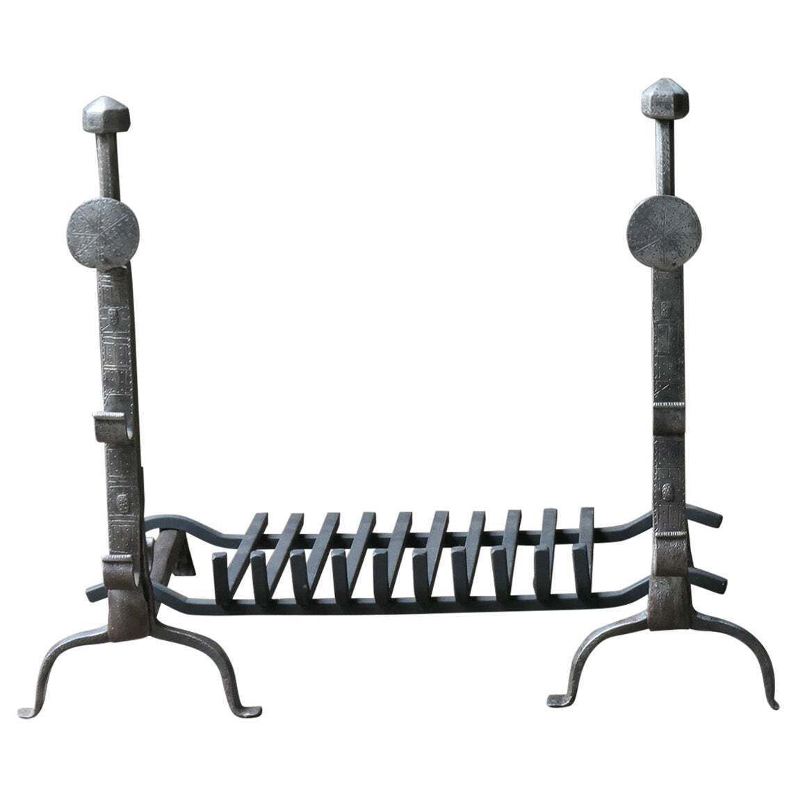 French Louis XIII Period Fireplace Grate Or Fire Basket, 17th Century