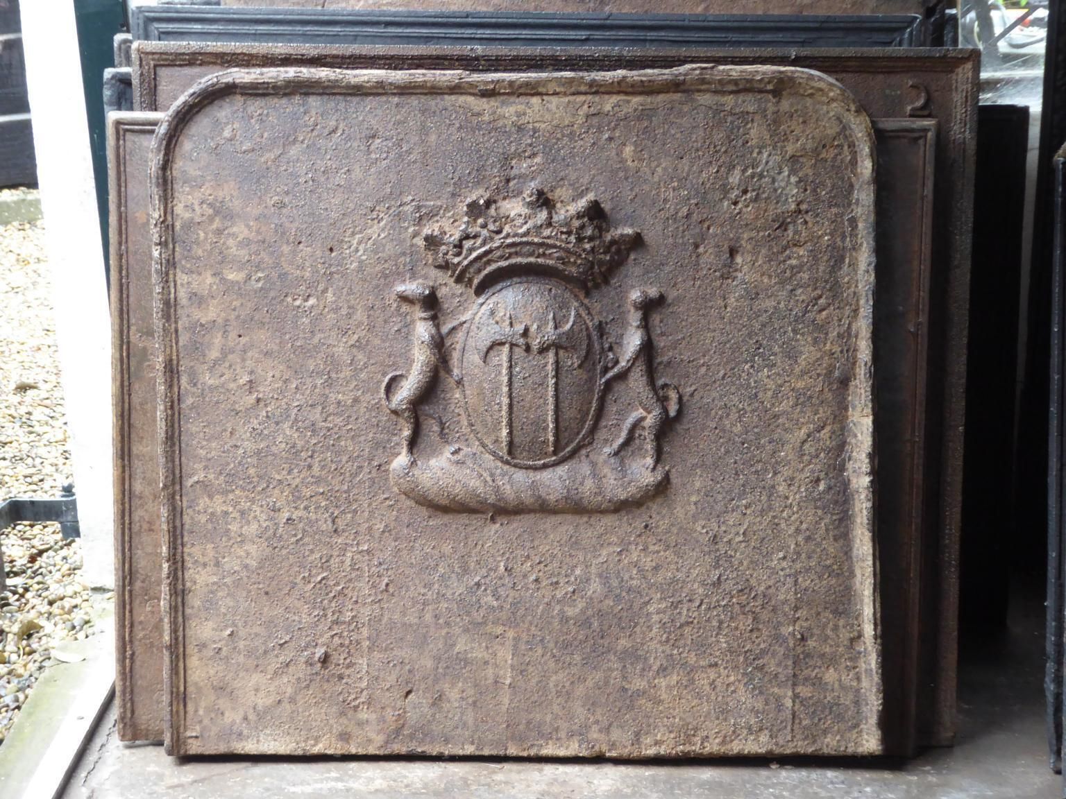 Large French Louis XIV 'Coat Of Arms' Fireback / Backsplash, 17th Century photo for sale