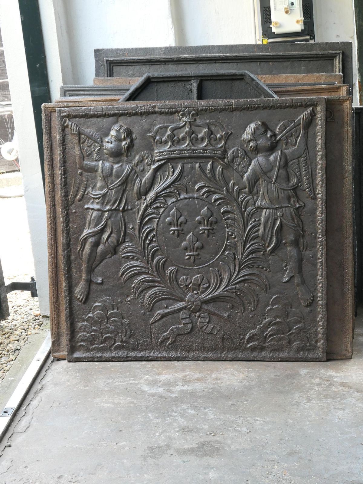 Antique French Louis XV Arms Of France Fireback / Backsplash, 18th Century photo for sale