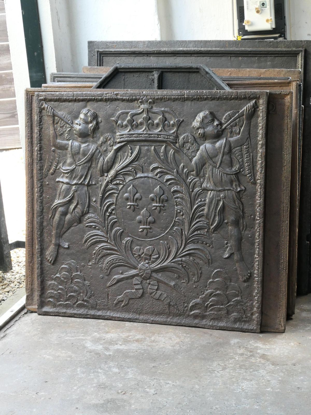 Antique French Louis XV Arms Of France Fireback / Backsplash, 18th Century photo 2367.0
