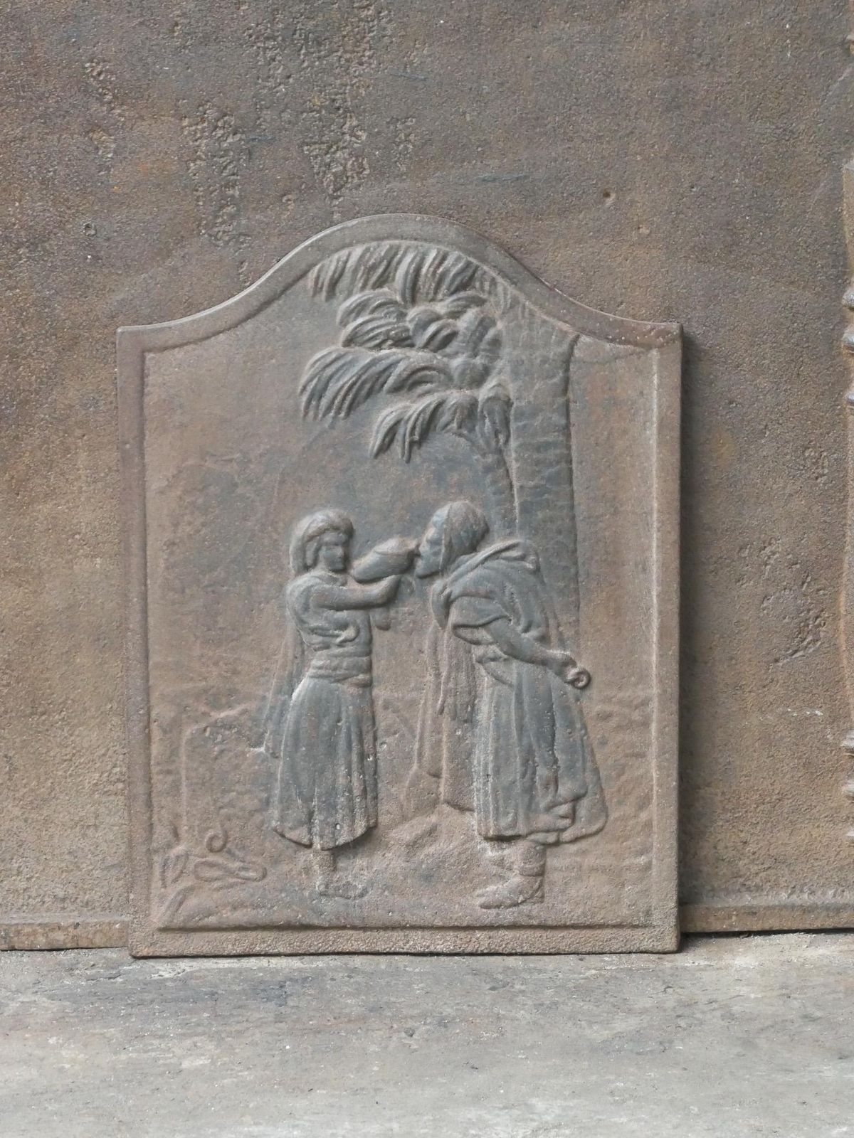 Antique French Napoleon III 'Good Samaritan' Fireback / Backsplash, 19th C. photo furniture