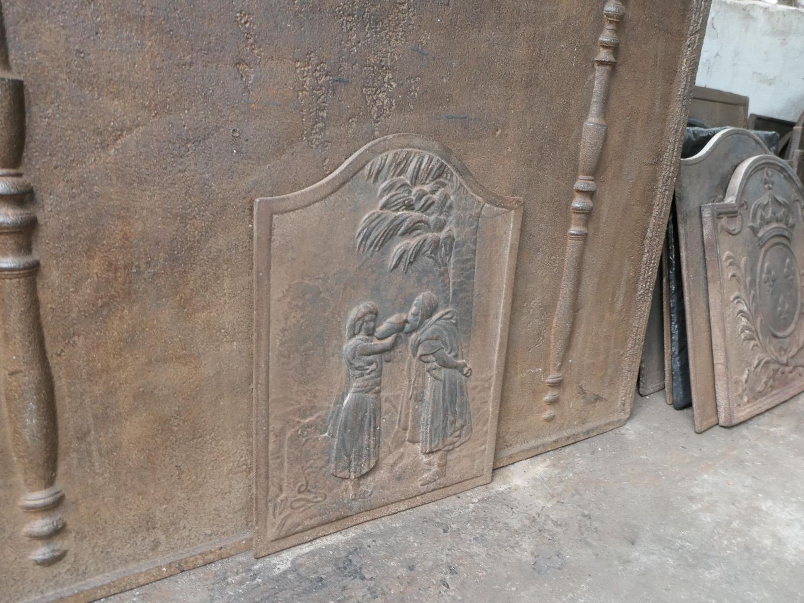 photo furniture Antique French Napoleon III 'Good Samaritan' Fireback / Backsplash, 19th C.