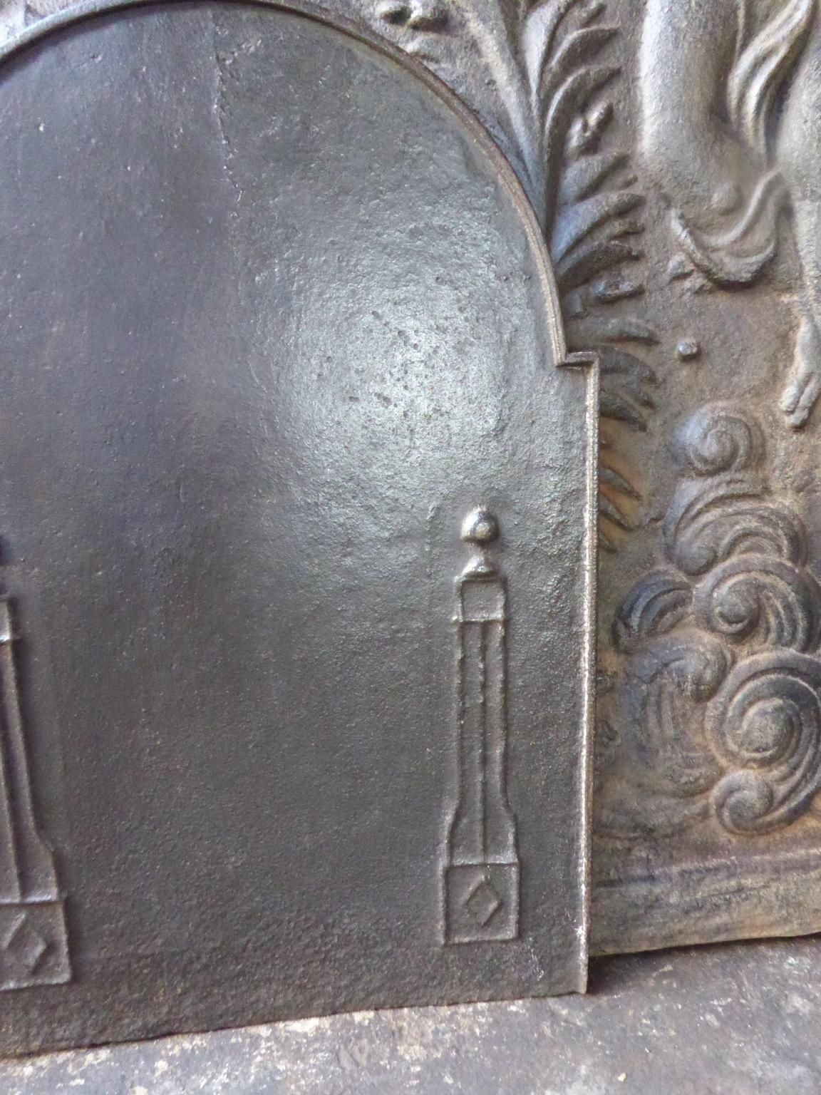 Antique French Neoclassical 'Pillars Of Freedom' Fireback / Backsplash, 19th C. photo Home Fixtures