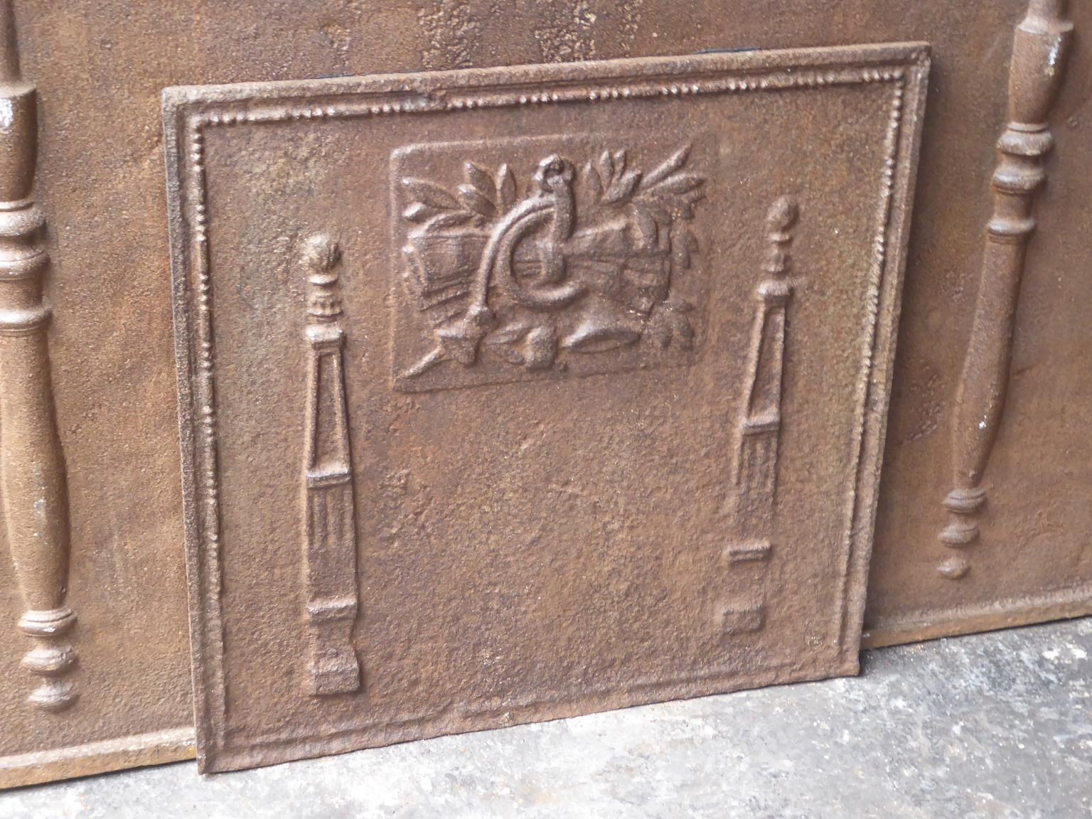 Antique French Neoclassical 'Pillars Of Freedom' Fireback / Backsplash, 19th C. photo for sale