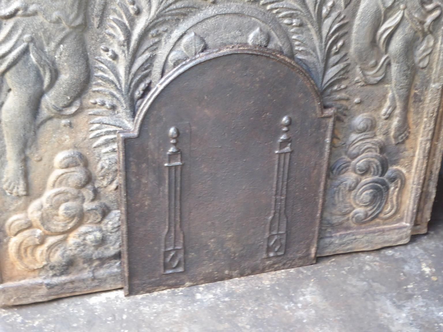 Antique French Neoclassical 'Pillars Of Freedom' Fireback / Backsplash, 19th C. photo for sale