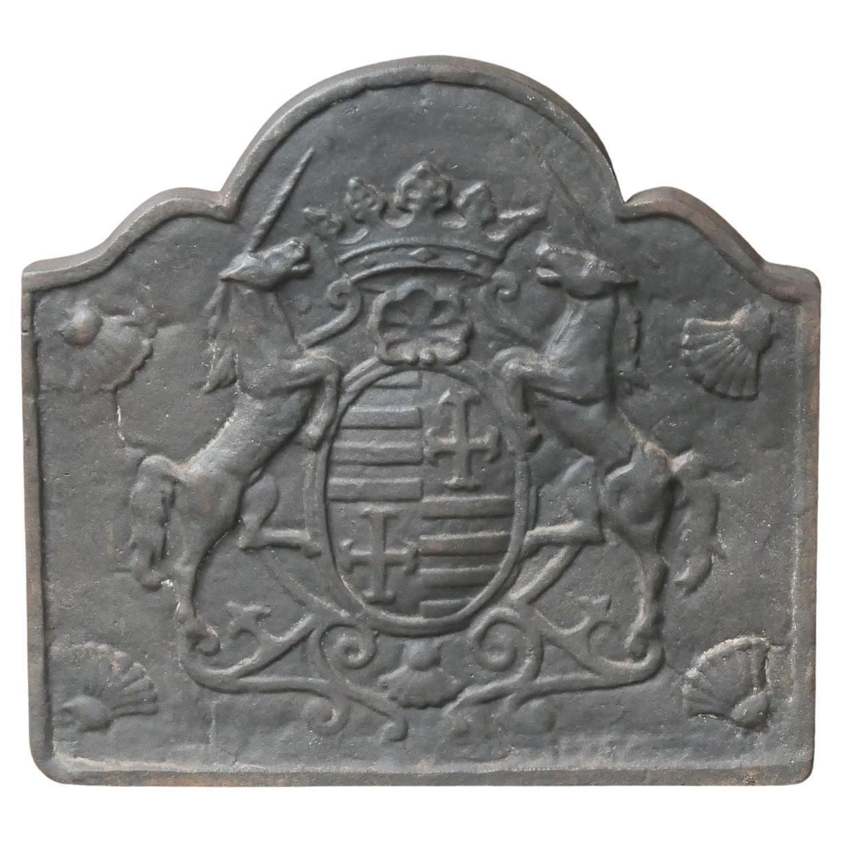 French Louis XIV Style 'Coat Of Arms' Fireback / Backsplash, 20th Century