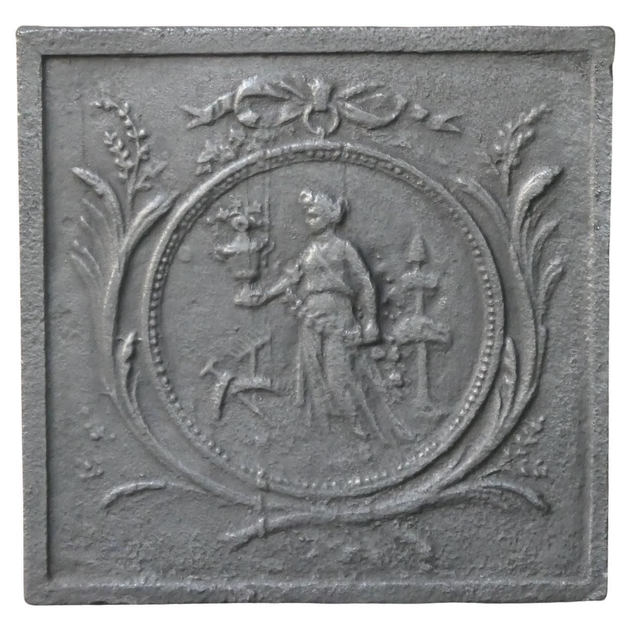 Antique French 'Gardening' Fireback / Backsplash, 18th   19th Century