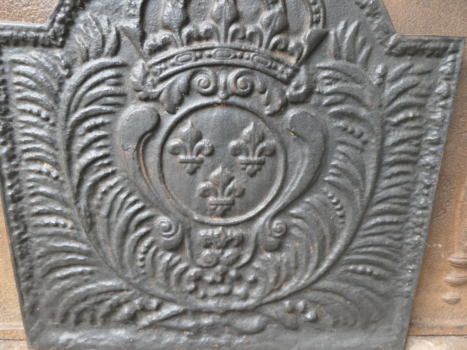 French Louis XV Style 'Arms Of France' Fireback / Backsplash photo vintage
