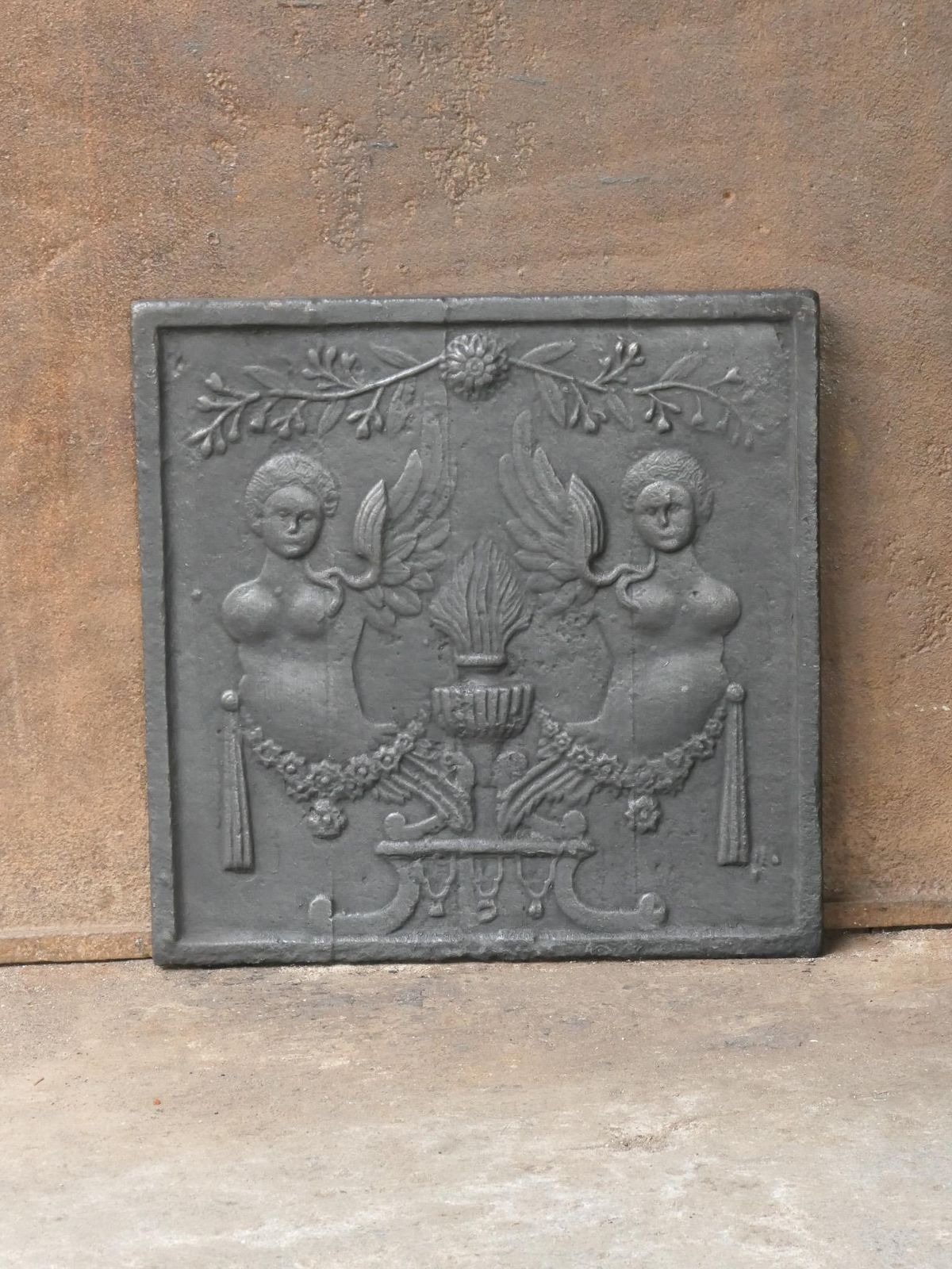 Antique French 'Allegory Of Love' Fireback / Backsplash, 18th 19th Century photo furniture