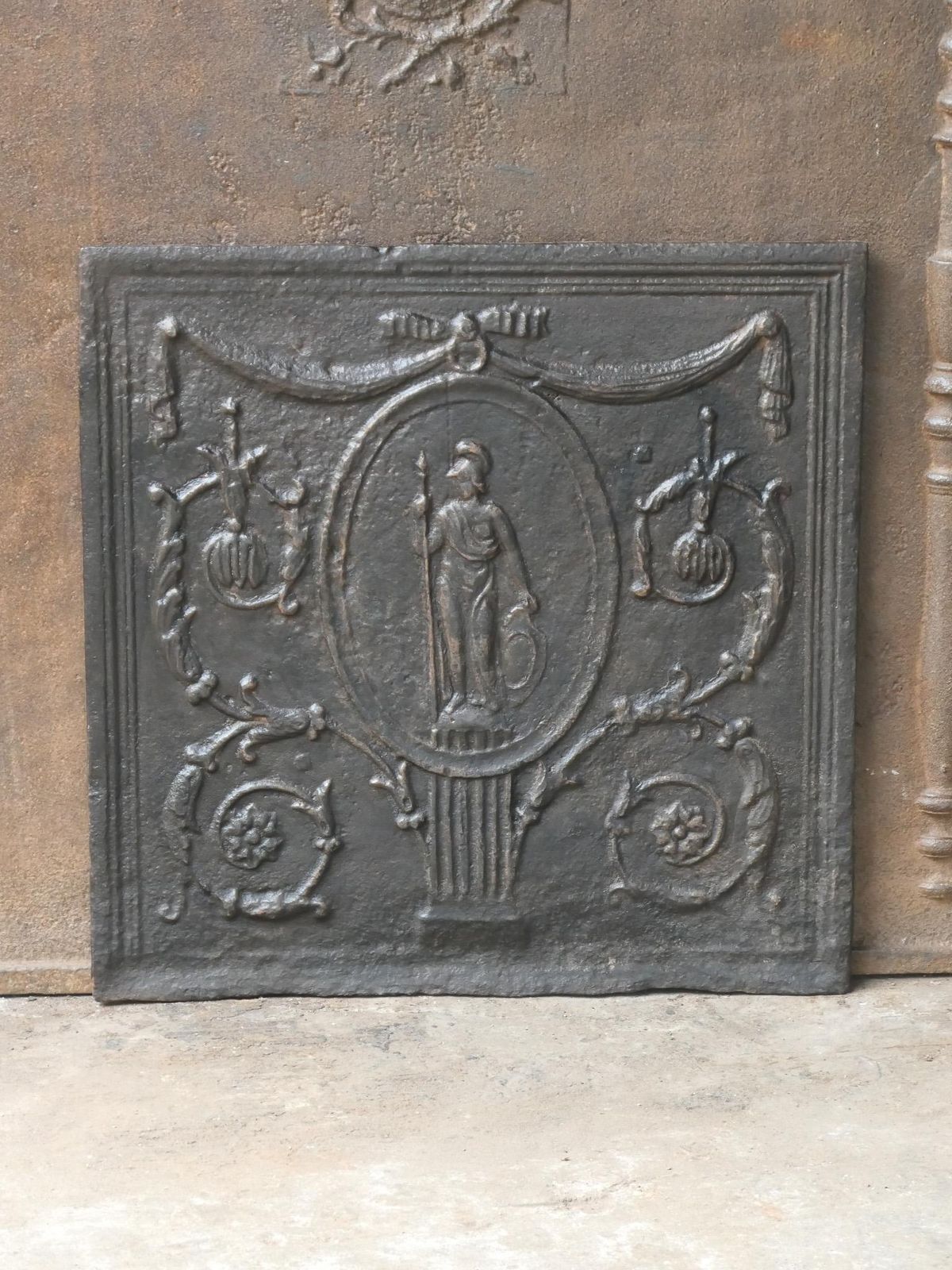 Antique French Neoclassical 'Minerva' Fireback / Backsplash, 18th 19th Century photo furniture