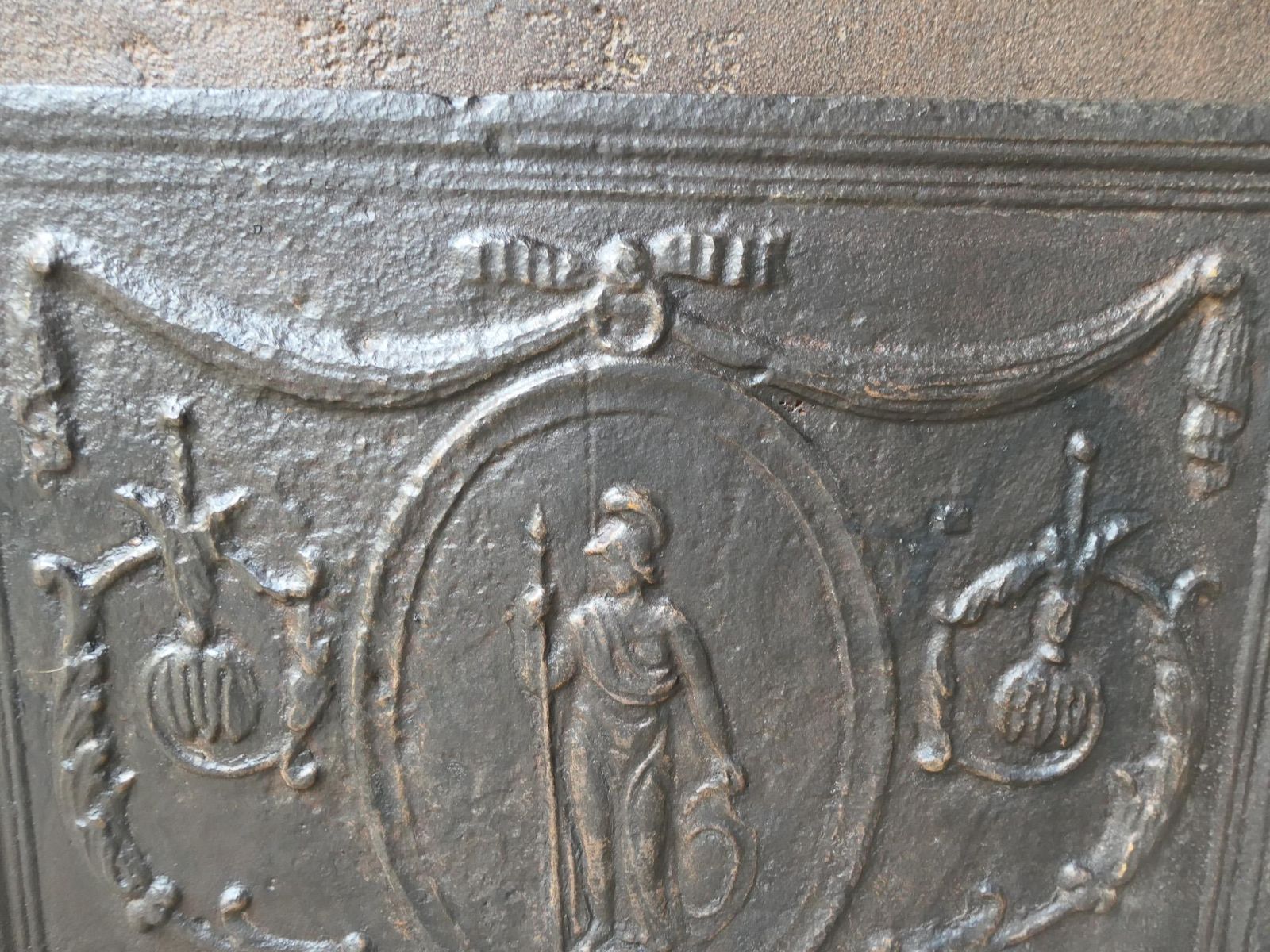 Antique French Neoclassical 'Minerva' Fireback / Backsplash, 18th 19th Century photo buy